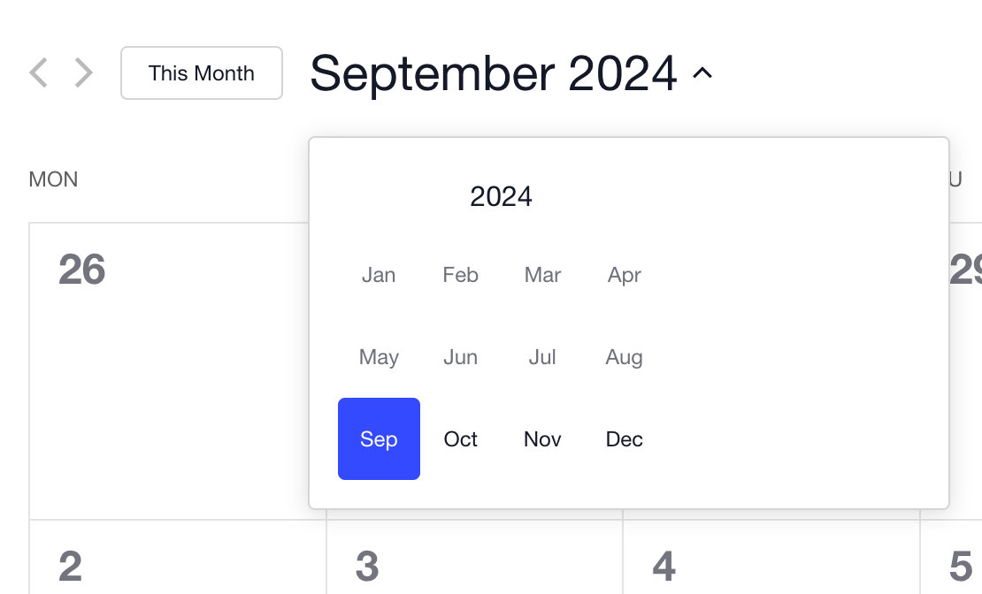 Filtering a calendar by month